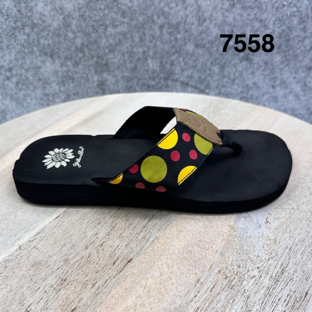 Yellow Box Womens Polka Dot Platform Flip Flop Sandals Black Multi Size 9